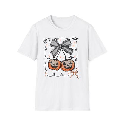 Lace Bow Orange Pumpkin Unisex Softstyle T-Shirt