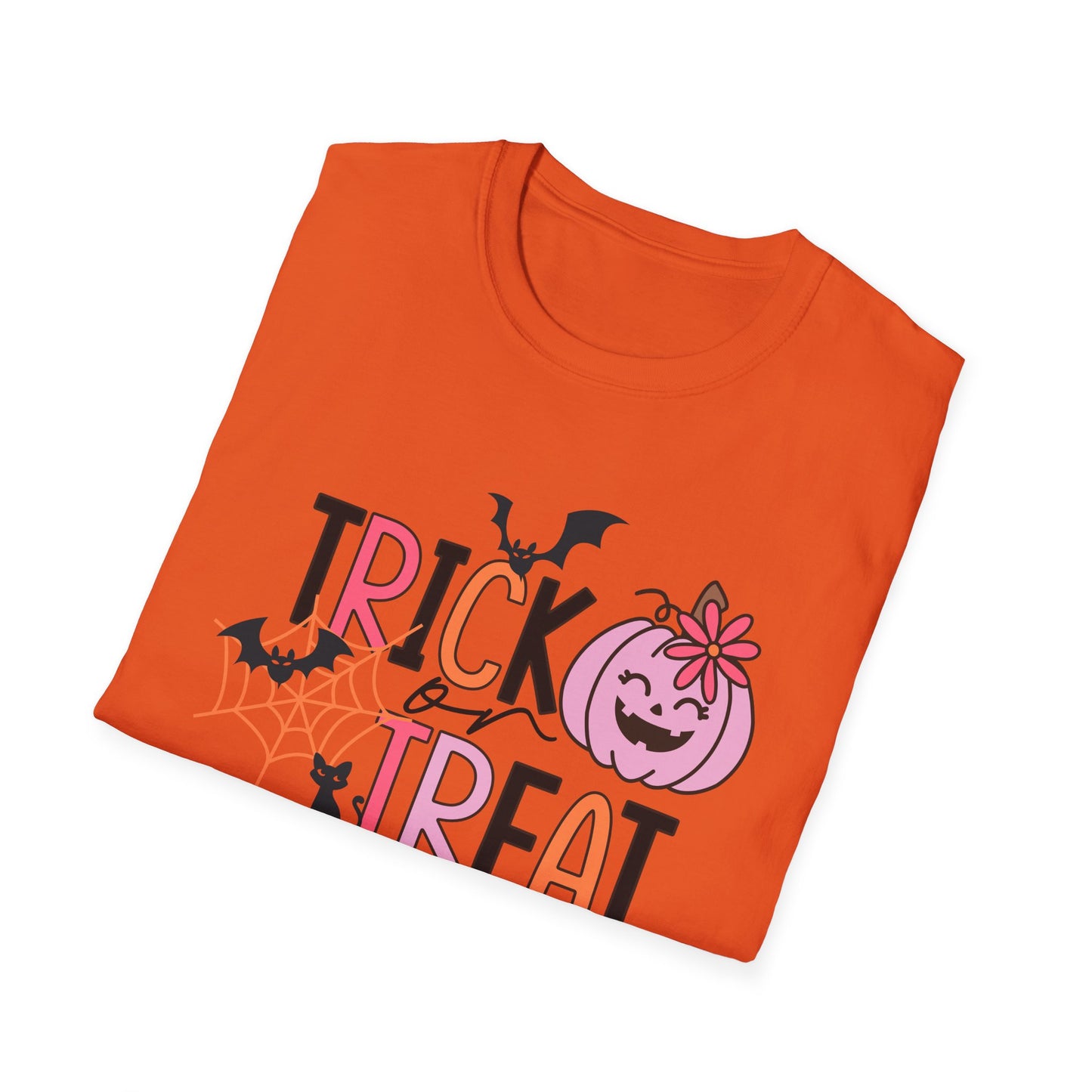 Trick Or Treat Pink Pumpkin Unisex Softstyle T-Shirt