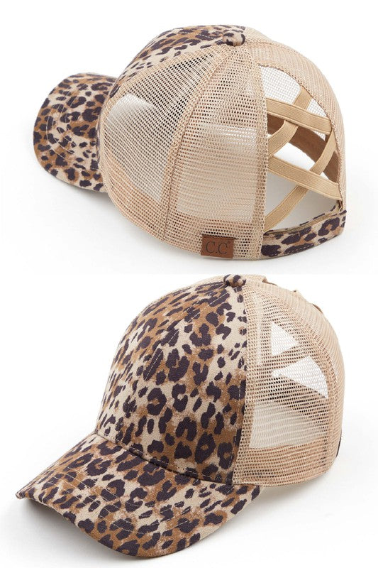 Leopard Ponytail Hat BT-777 - Southern Chic Magnolias, LLC