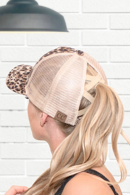 Leopard Ponytail Hat BT-777 - Southern Chic Magnolias, LLC