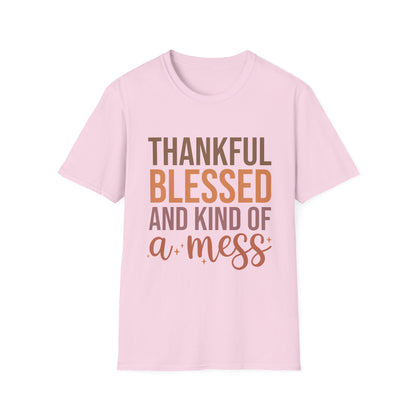 Thankful Blessed Mess Unisex Softstyle T-Shirt