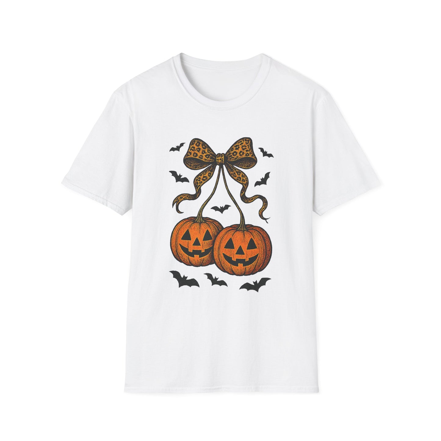 Leopard Bow Pumpkins Unisex Softstyle T-Shirt