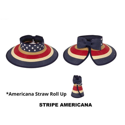 Patriotic Roll Up Straw Sun Hat - Southern Chic Magnolias, LLC