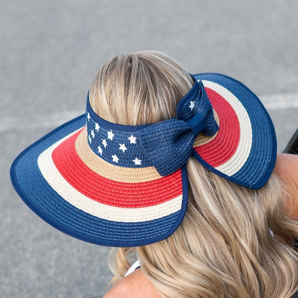 Patriotic Roll Up Straw Sun Hat - Southern Chic Magnolias, LLC