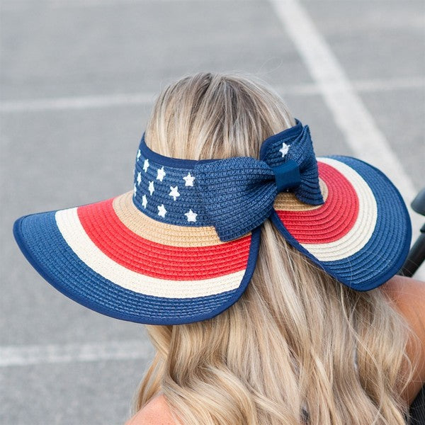 Patriotic Roll Up Straw Sun Hat - Southern Chic Magnolias, LLC