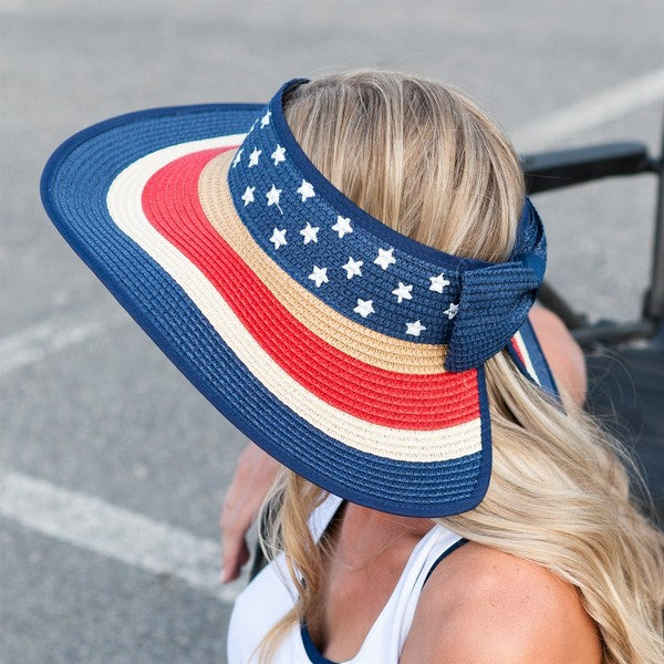 Patriotic Roll Up Straw Sun Hat - Southern Chic Magnolias, LLC