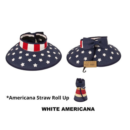 Patriotic Roll Up Straw Sun Hat - Southern Chic Magnolias, LLC