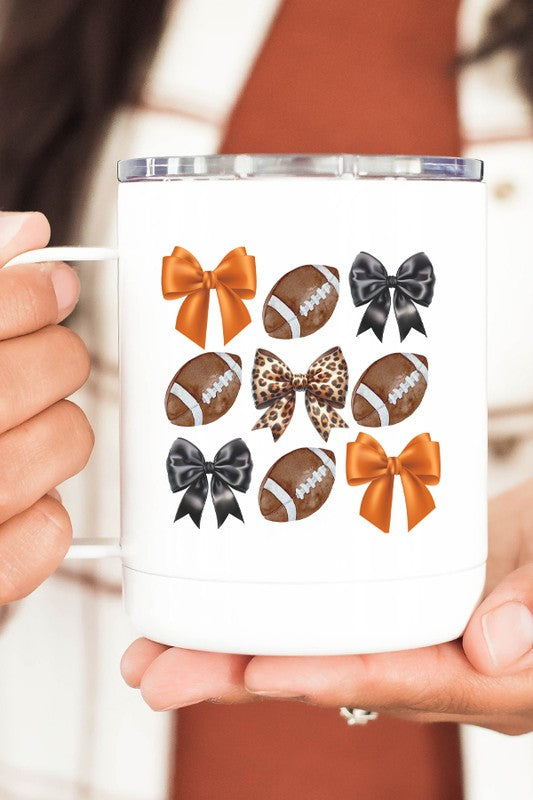 Gameday Football Bows Leopard Coffee Travel Cup