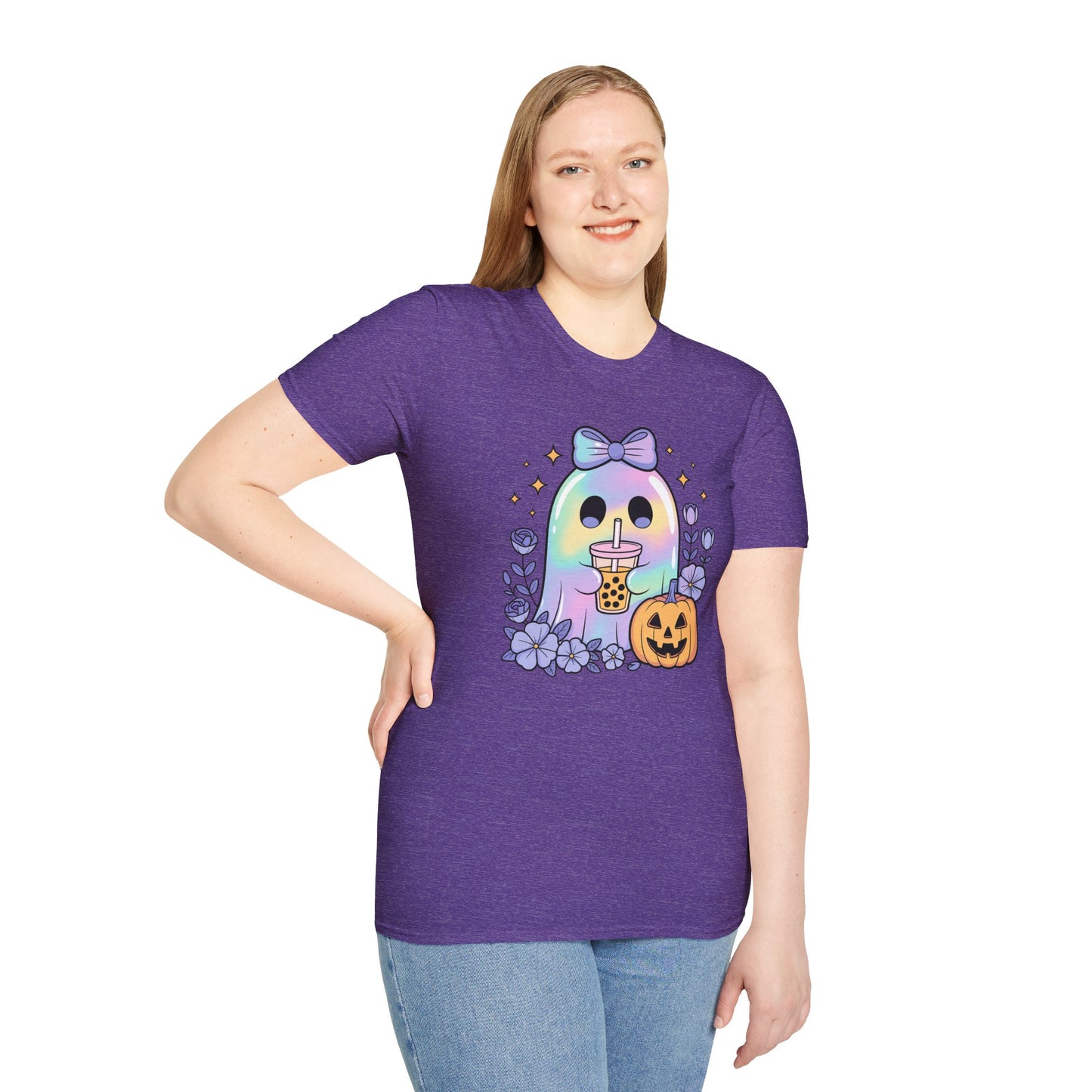Iridescent Ghost with Coffee Unisex Softstyle T-Shirt