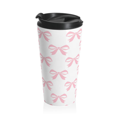 Stainless Steel Travel Mug Girlie Bow Pink