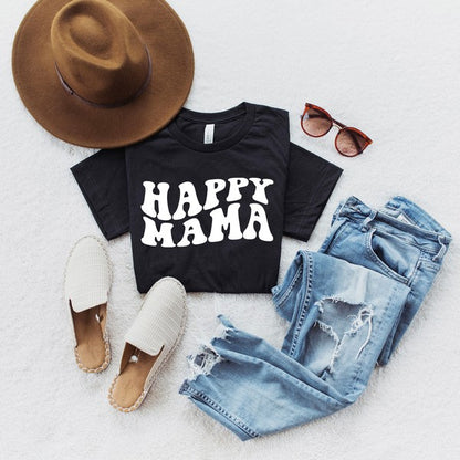 Happy Mama Wavy Short Sleeve Graphic Tee