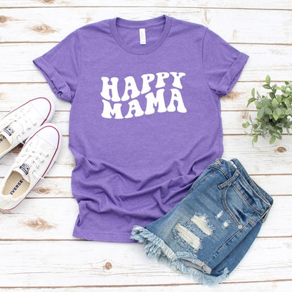 Happy Mama Wavy Short Sleeve Graphic Tee