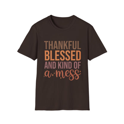 Thankful Blessed Mess Unisex Softstyle T-Shirt