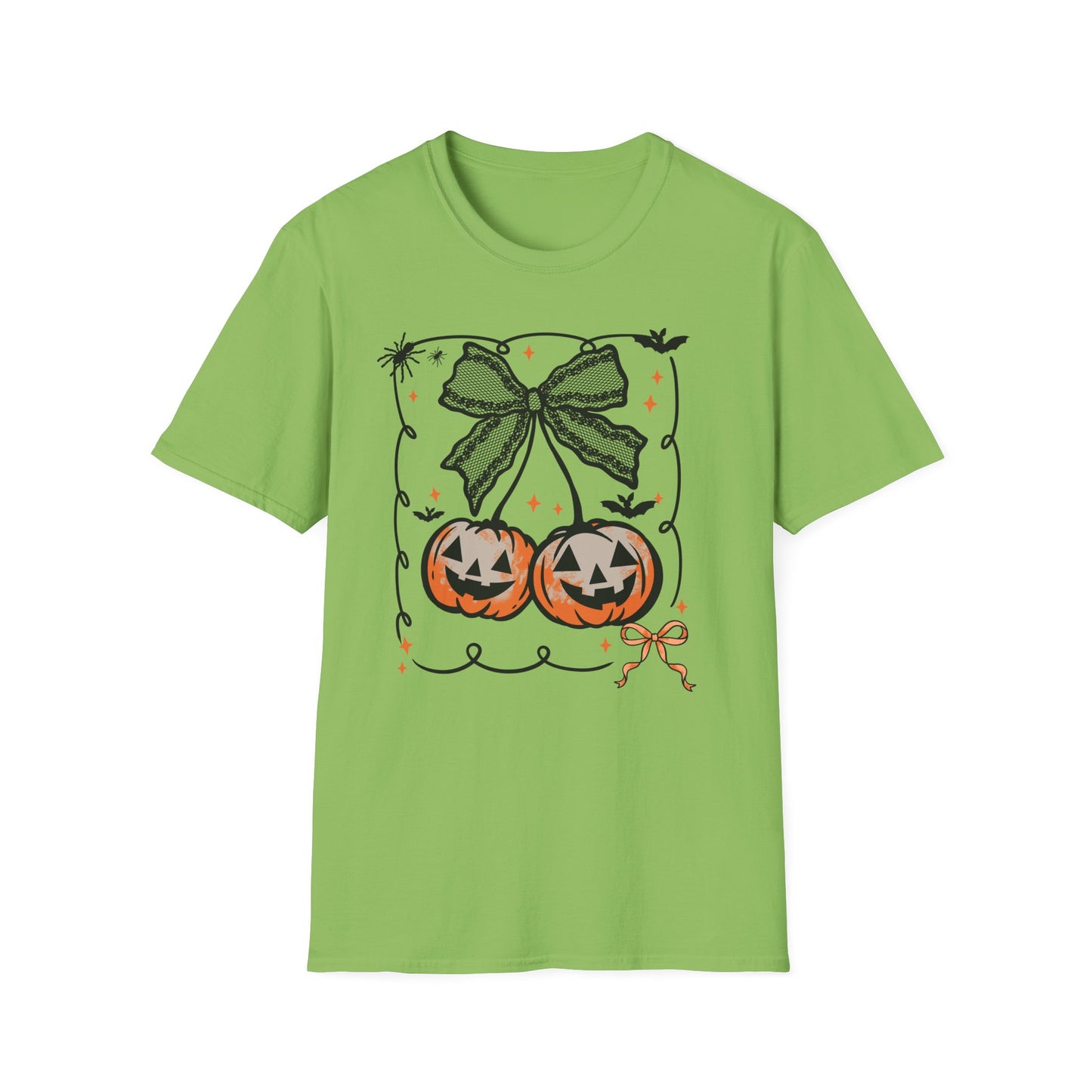 Lace Bow Orange Pumpkin Unisex Softstyle T-Shirt