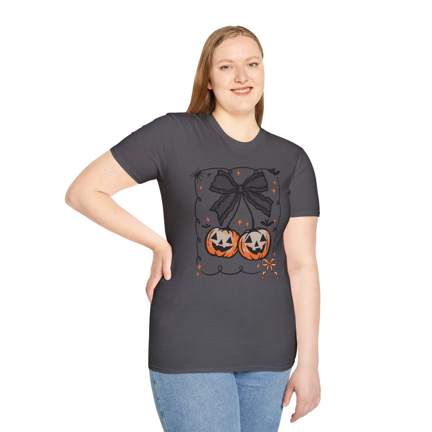 Lace Bow Orange Pumpkin Unisex Softstyle T-Shirt