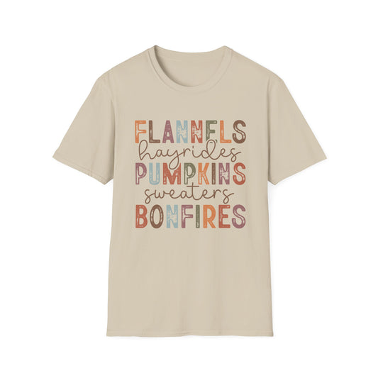 Flannel Pumpkins Bonfires Unisex Softstyle T-Shirt