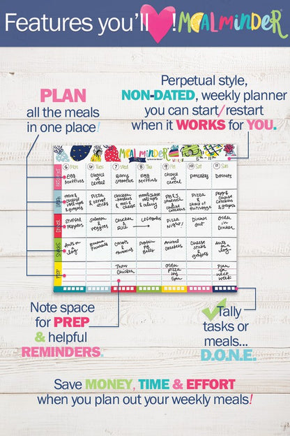 Meal Minder Menu Planner 52-Week wDry Erase Backer