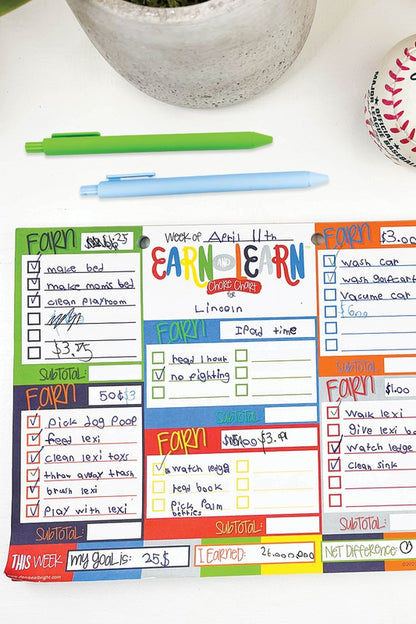 Earn & Learn Kids' Chore Chart Money Management