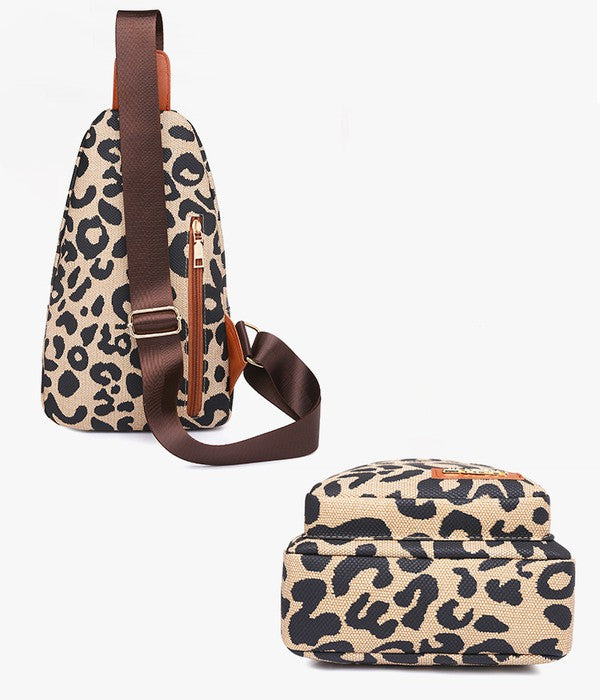 Animal Print Leopard Sling Crossbody Bag