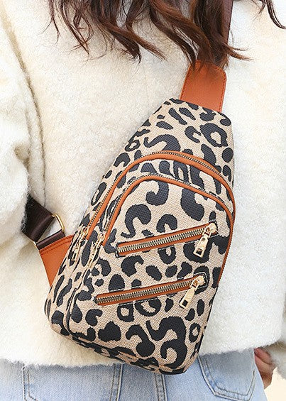 Animal Print Leopard Sling Crossbody Bag