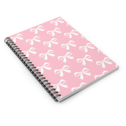 Spiral Notebook - Ruled Line Girlie Bow Pink Solid