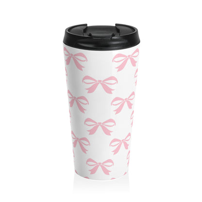 Stainless Steel Travel Mug Girlie Bow Pink