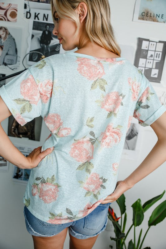 PLUS TRIBLEND FLORAL POCKET TOP - Southern Chic Magnolias, LLC