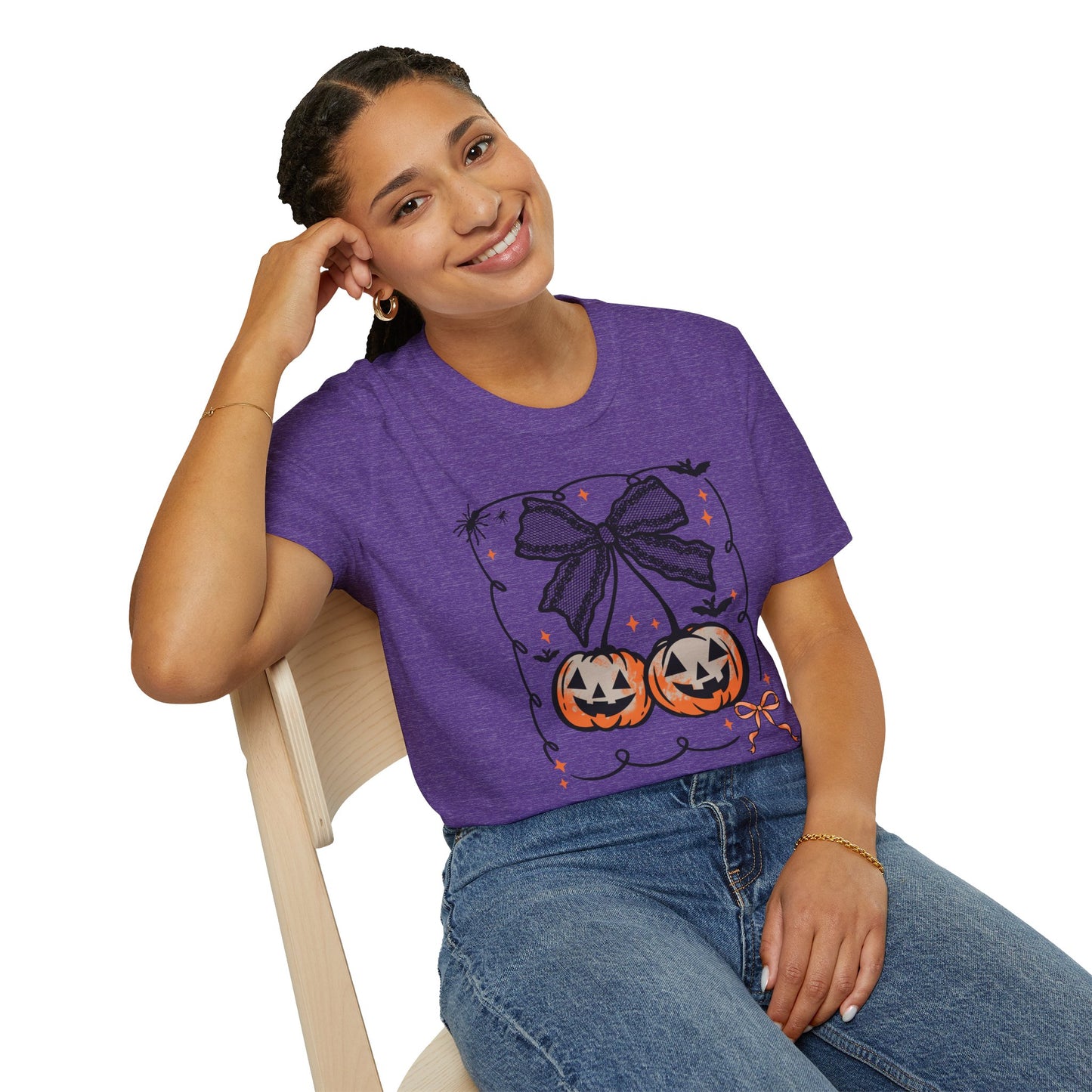 Lace Bow Orange Pumpkin Unisex Softstyle T-Shirt