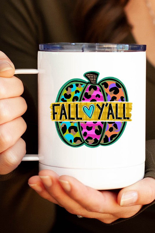 Fall Yall Colored Pumpkin Coffee Travel Cup