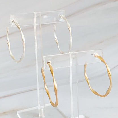 Gentle Wave Sleek Hoop Earrings