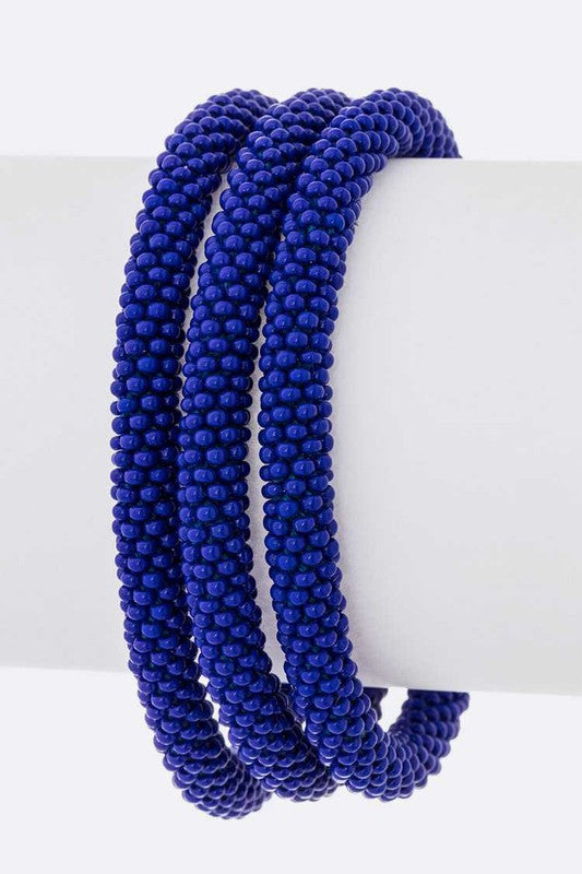 Royal Blue Nepal Roll On Bracelet Set