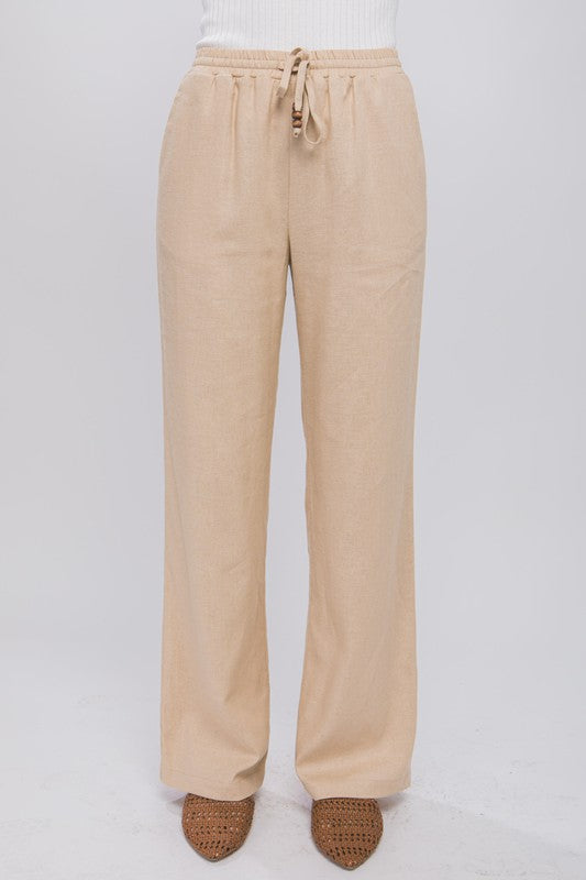 Linen Drawstring Waist Long Pants with Pockets - Southern Chic Magnolias, LLC