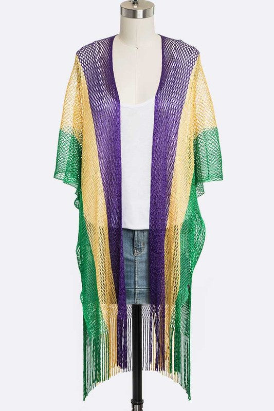 Mardi Gras Color Kimono Cardigan