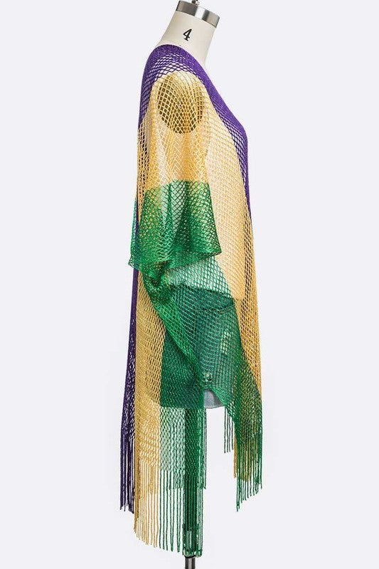 Mardi Gras Color Kimono Cardigan