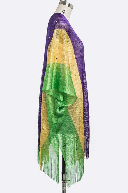 Mardi Gras Glitter Lurex Silky Kimono Cardigan