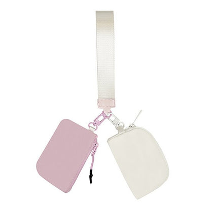 Nylon Double Pouch Clip On Wristlet Wallets