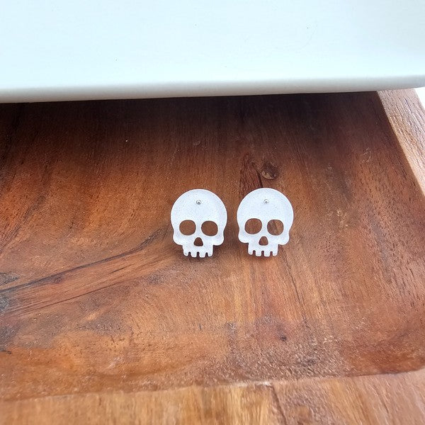 Skull Studs - White Glitter