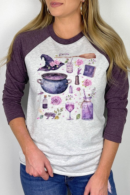 Halloween Purple Witches Brew Graphic Raglan