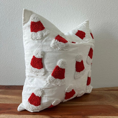 Santa Hat Throw Pillow Cover, 20x20 Tufted Design