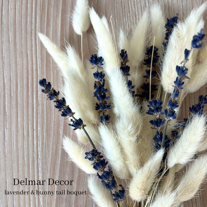 Dried Bunny Tail, floral decor - White & Lavender