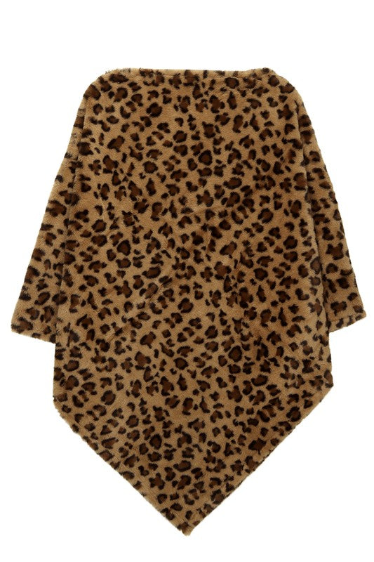 Leopard Pattern Fur Poncho