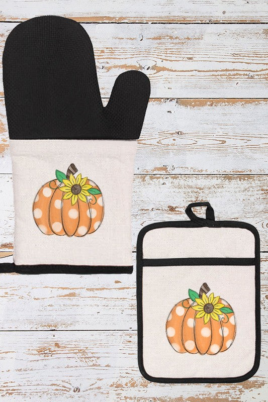 Fall Polkadot Pumpkin Oven Mitt Glove