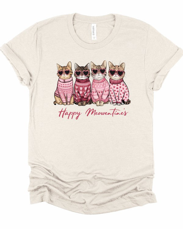 Happy Meowentines Short Sleeve Graphic Tee