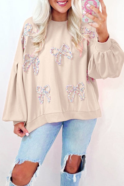 Women Lantern Sleeve Oversized Pullover Sweatshirt