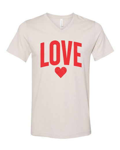 Love Heart Short Sleeve V Neck Graphic Tee