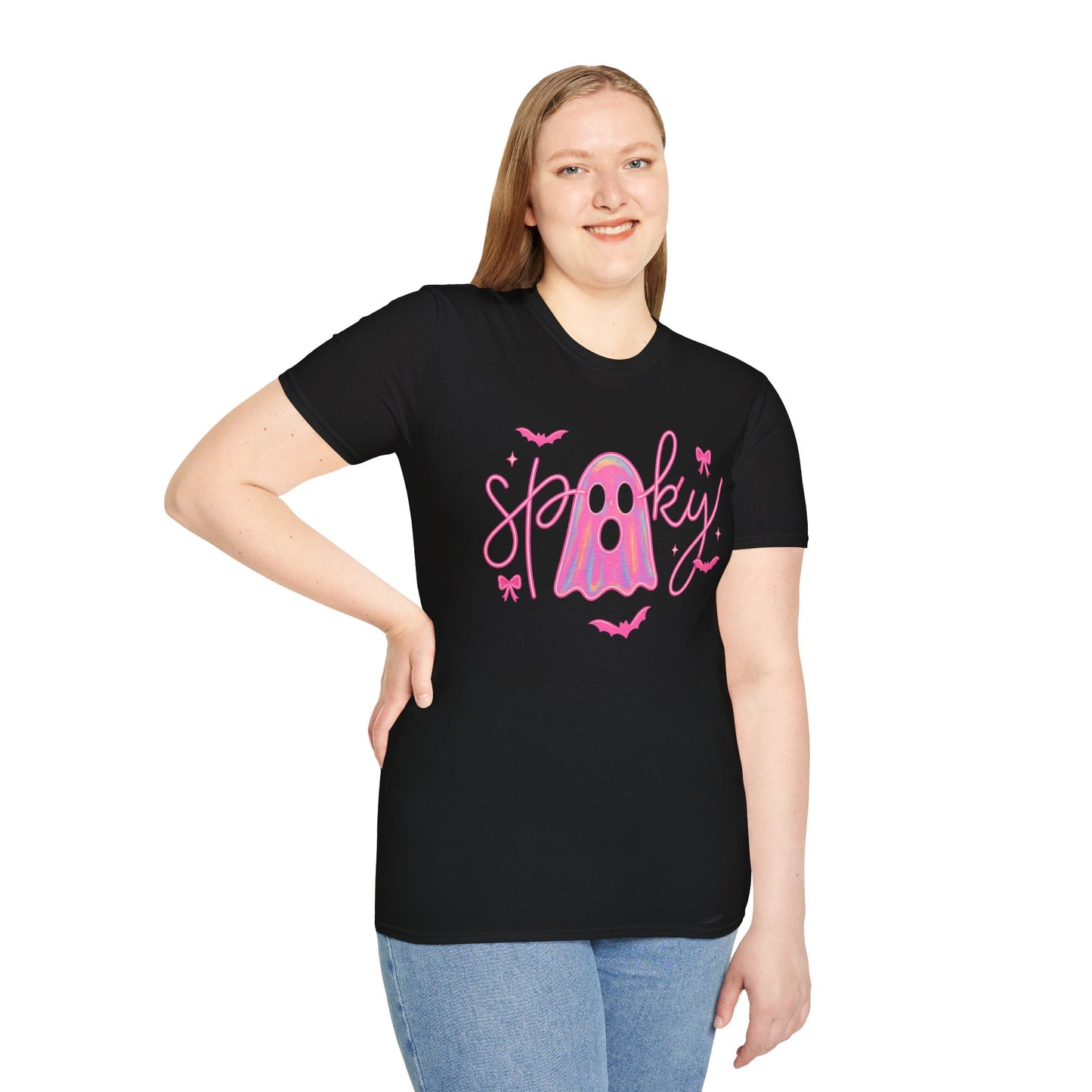 Spooky Pink Ghost Unisex Softstyle T-Shirt