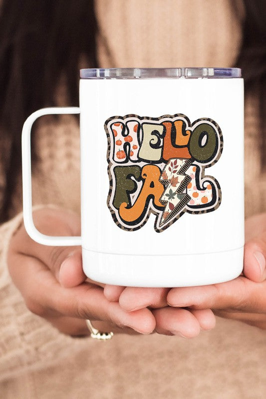 Hello Fall Leaves Coffee Travel Cup