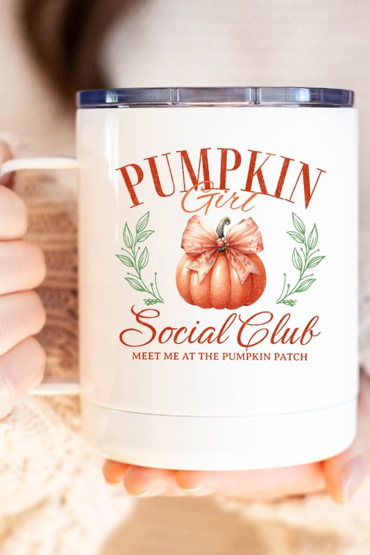 Fall Pumpkin Girl Social Club Coffee Travel Cup