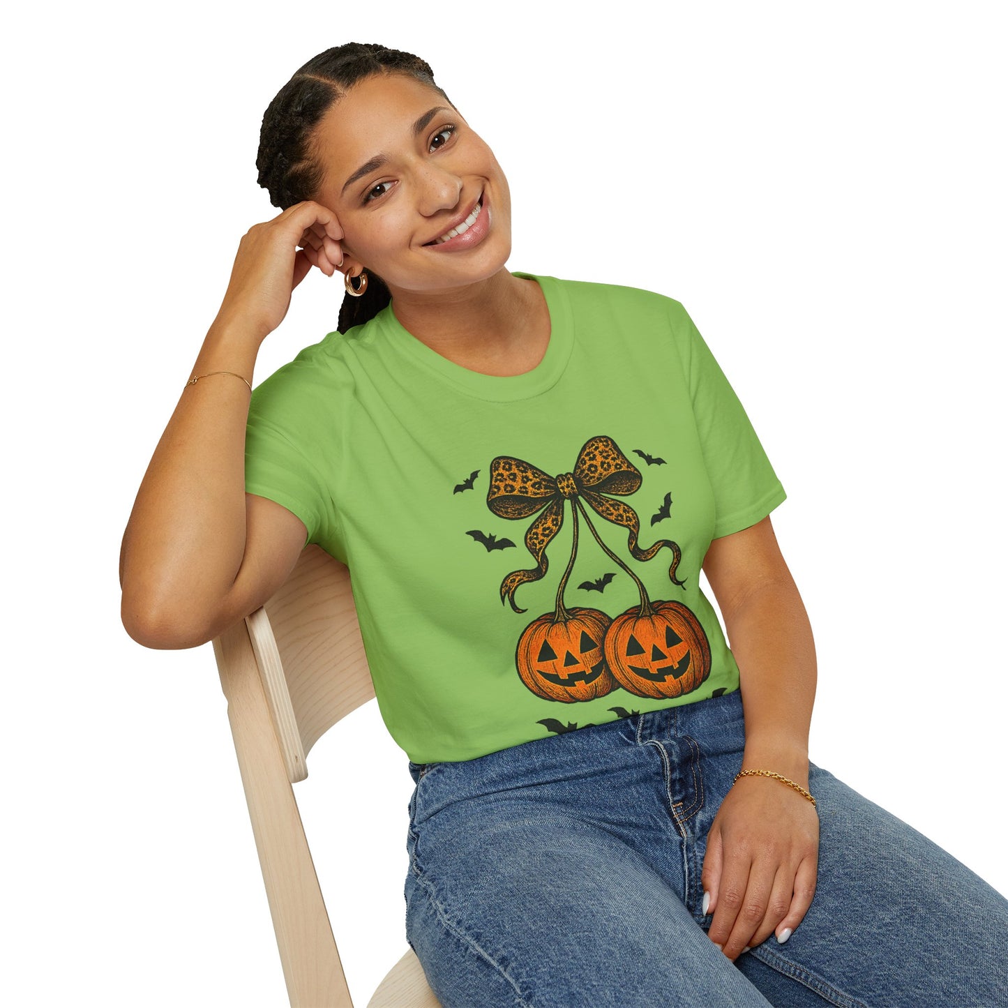 Leopard Bow Pumpkins Unisex Softstyle T-Shirt