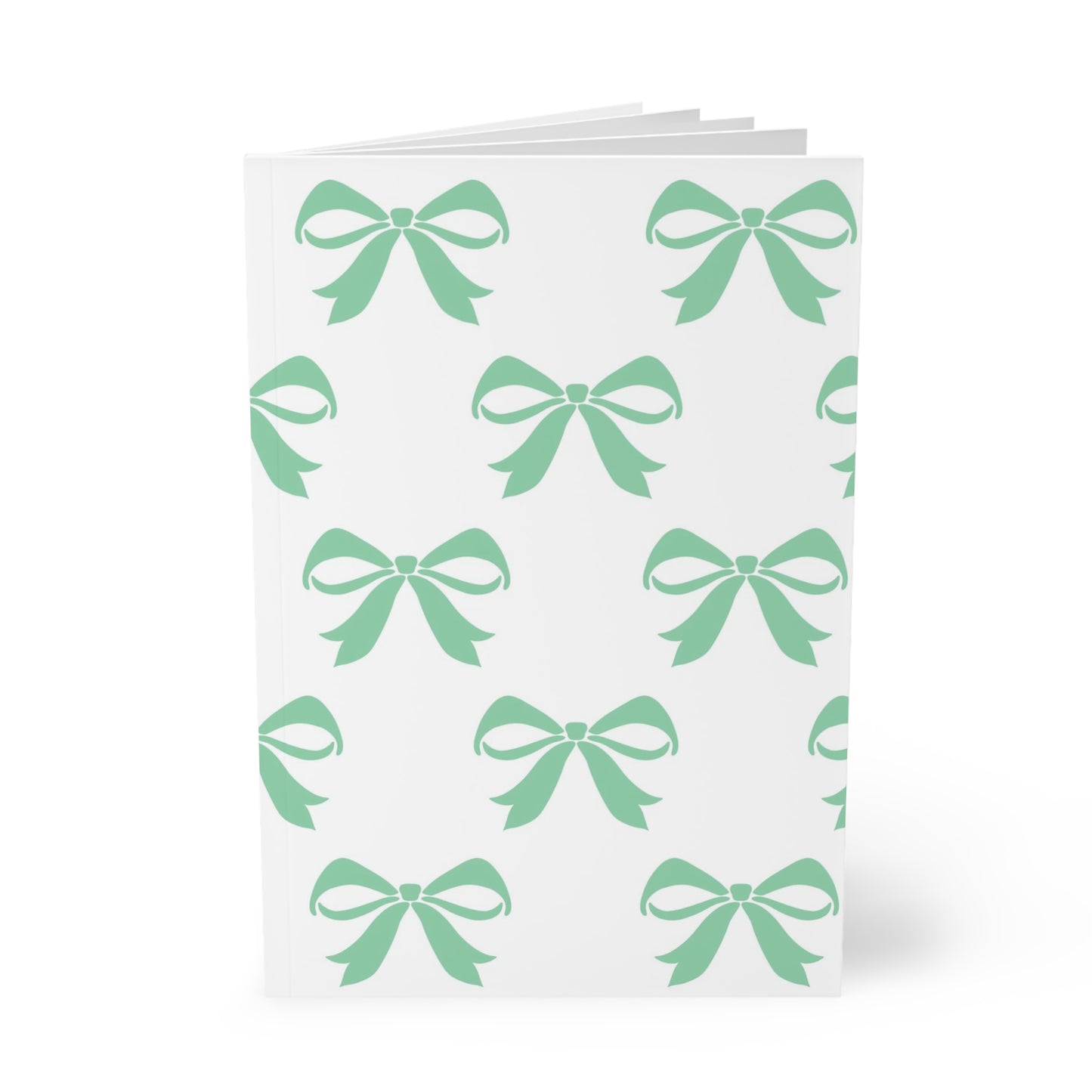 Softcover Notebook, A5 Girlie Bow Green